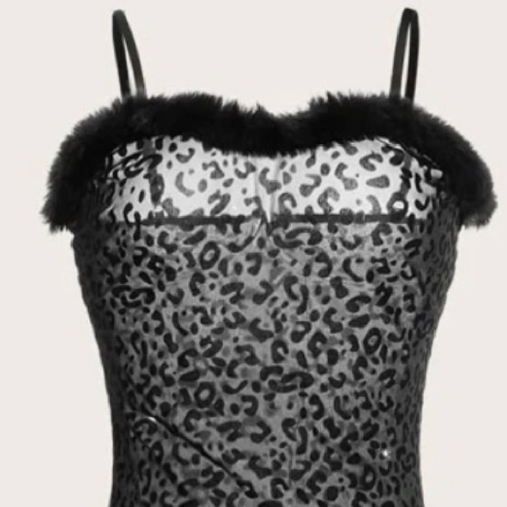 Leopard sheer gown fur lined gorgeous 4X NEW
